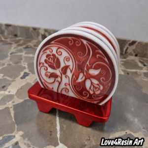 Set suporturi pahare Red Roses